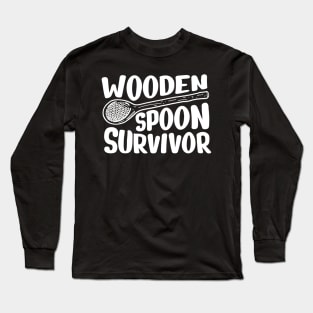 Wooden spoon survivor - white type Long Sleeve T-Shirt